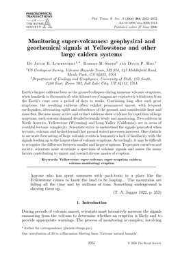 Geophysical and Geochemical Signals at Yellowstone and Other Large Caldera Systems