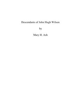 Descendants of John Hugh Wilson