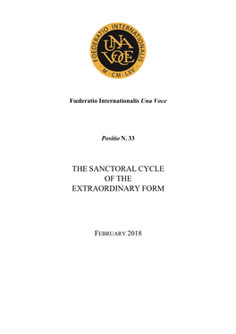 The Sanctoral Cycle of the Extraordinary Form