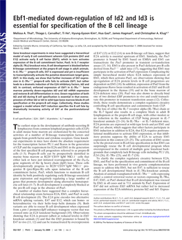 Ebf1-Mediated Down-Regulation of Id2 and Id3 Is Essential for Specification of the B Cell Lineage