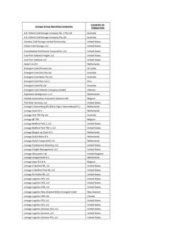 Lineage Group Operating Companies COUNTRY of FORMATION A.B