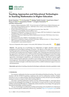 Teaching Approaches and Educational Technologies in Teaching Mathematics in Higher Education