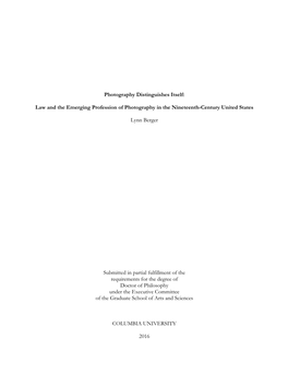 Law and the Emerging Profession of Photography in the Nineteenth-Century United States