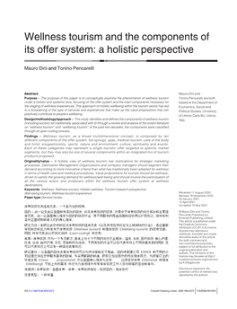 Wellness Tourism and the Components of Its Offer System: a Holistic Perspective