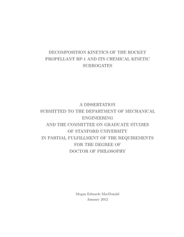 Decomposition Kinetics of the Rocket Propellant Rp-1 and Its Chemical Kinetic Surrogates