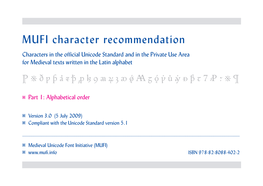 MUFI Character Recommendation V. 3.0: Alphabetical Order