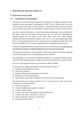 7. PRELIMINARY DEMAND FORECAST 7.1 Projection of Cargo