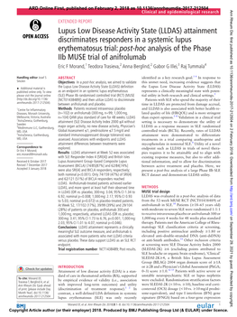 (LLDAS) Attainment Discriminates Responders in a Systemic Lupus