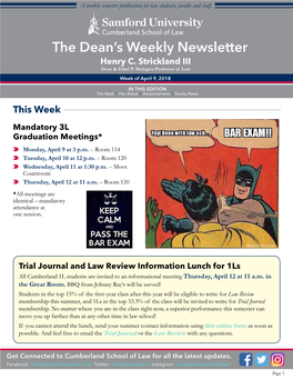 The Dean's Weekly Newsletter