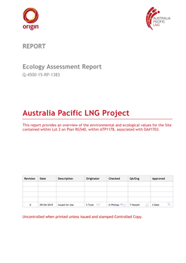 Ecology Assessment Report Q-4500-15-RP-1383