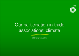 Our Participation in Trade Associations: Climate – 2021