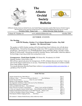 Atlanta Orchid Society Newsletter