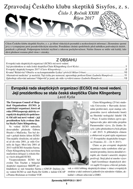 Zpravodaj Českého Klubu Skeptiků Sisyfos, Z. S. Číslo 3, Ročník XXIII Říjen 2017