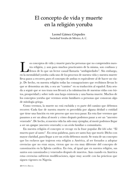 El Concepto De Vida Y Muerte En La Religión Yoruba