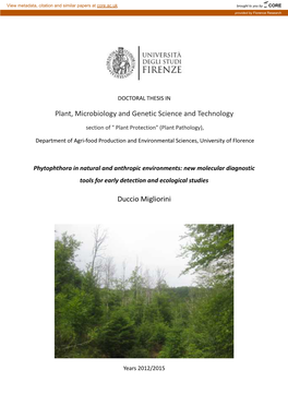 Plant, Microbiology and Genetic Science and Technology Duccio