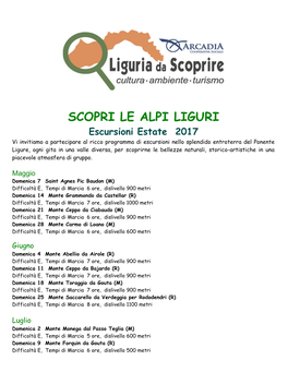 Scopri Le Alpi Liguri: Estate 2004