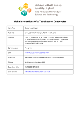 Wake Interactions of a Tetrahedron Quadcopter