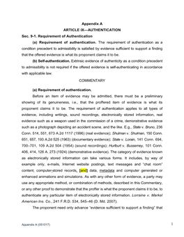 Appendix a ARTICLE IX—AUTHENTICATION Sec. 9-1