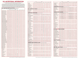 BJ's NUTRITIONAL INFORMATION