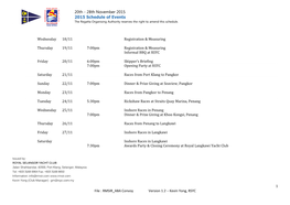 20Th - 28Th November 2015 2015 Schedule of Events the Regatta Organising Authority Reserves the Right to Amend This Schedule