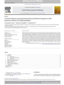 A Review of Factors Associated with Decline and Death of Mangroves, with Particular Reference to Fungal Pathogens