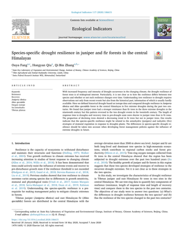 Species-Specific Drought Resilience in Juniper and Fir