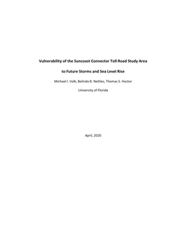 Vulnerability of the Suncoast Connector Toll Road Study Area to Future Storms and Sea Level Rise