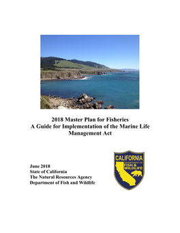 2018 Master Plan for Fisheries: a Guide for Implementing the Marine