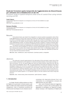 Etude De L'évolution Spatio-Temporelle De L'agglomération Du Littoral Oranais Par Utilisation De La Télédétection Et De