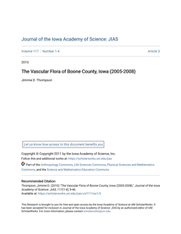 The Vascular Flora of Boone County, Iowa (2005-2008)