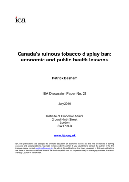 Canada's Ruinous Tobacco Display Ban: Economic and Public Health Lessons