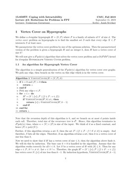 1 Vertex Cover on Hypergraphs