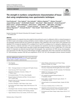 The Strength in Numbers: Comprehensive Characterization of House Dust Using Complementary Mass Spectrometric Techniques