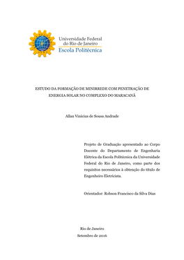 Estudo Da Formação De Minirrede Com Penetração De Energia Solar No Complexo Do Maracanã