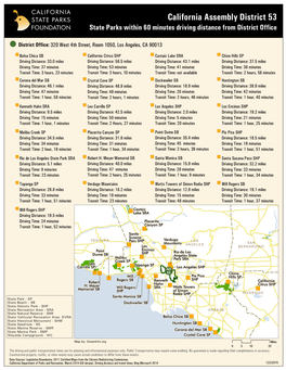 California Assembly District 53 FOUNDATION State Parks Within 60 Minutes Driving Distance from District Office