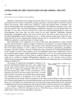 Literature on the Vegetation of Oklahoma, 1964-1975