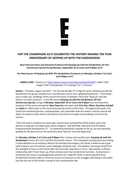 Celebrates the History-Making Ten Year Anniversary of Keeping up with the Kardashians