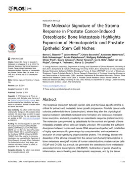 The Molecular Signature of the Stroma Response in Prostate