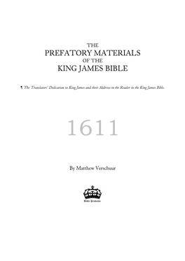 Prefatory Materials of the King James Bible
