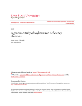 A Genomic Study of Soybean Iron Deficiency Chlorosis Jamie Aileen O'rourke Iowa State University