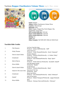 Various Reggae Chartbusters Volume Three Mp3, Flac, Wma