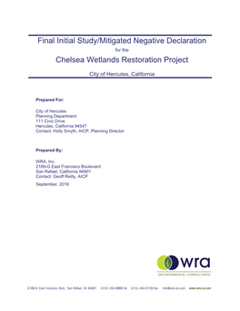 Final Initial Study/Proposed Mitigated Negative Declaration for The