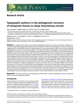 Topographic Patterns in the Phylogenetic Structure of Temperate Forests on Steep Mountainous Terrain