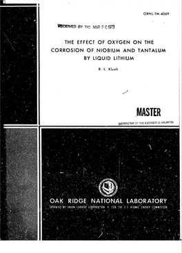 Effect of Oxygen on the Corrosion of Niobium and Tantalum by Liquid Lithium