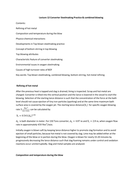 Lecture 12 Converter Steelmaking Practice & Combined Blowing