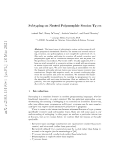 Subtyping on Nested Polymorphic Session Types 3 Types [38]