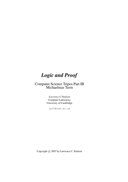 Logic and Proof