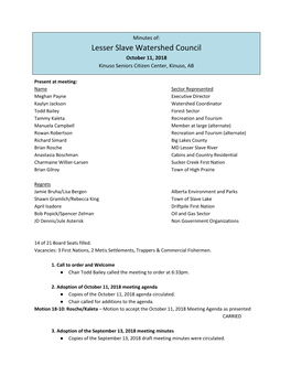 Lesser Slave Watershed Council