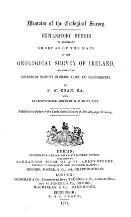 Explanatory Memoir to Accompany Sheet 59 of the Geological Survey