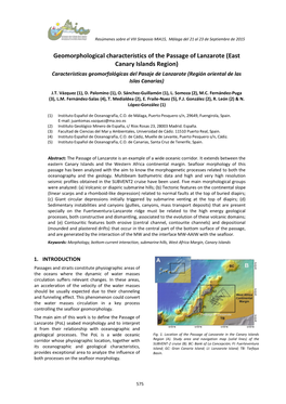 Geomorphological Characteristics of the Passage of Lanzarote